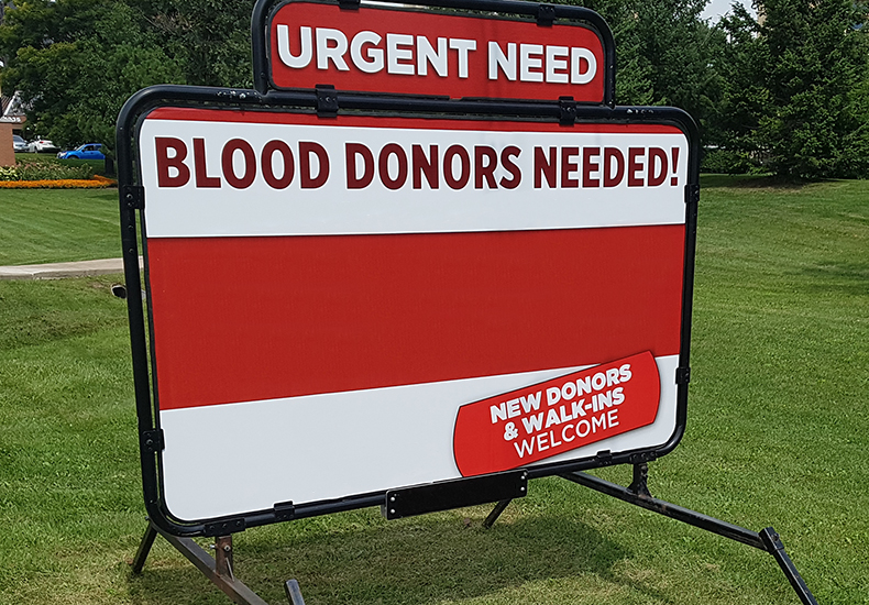 Example of a temporary charitable sign.