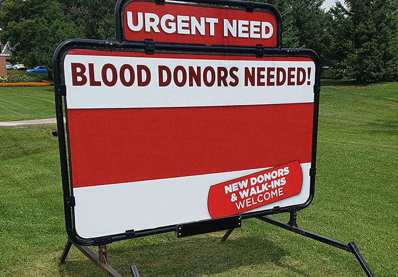 Temporary charitable sign Example of a temporary charitable sign.