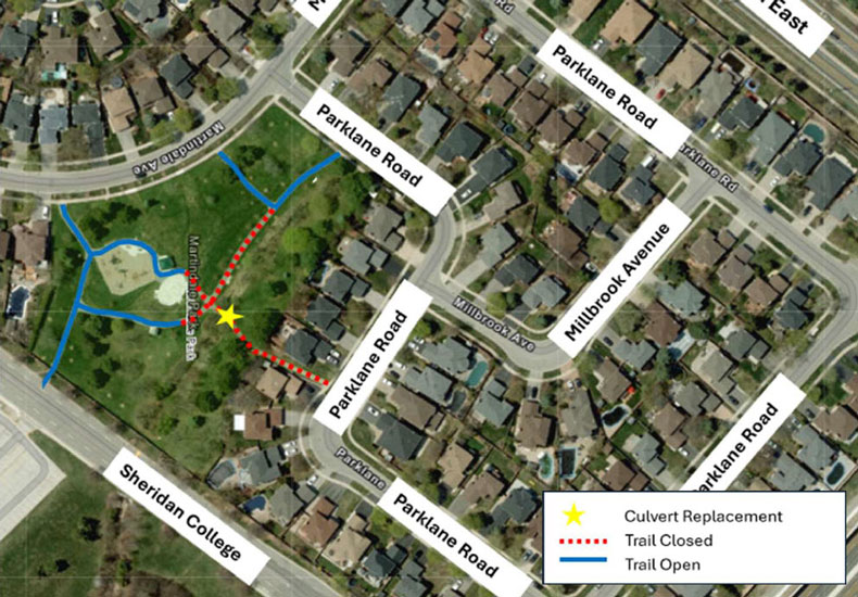 Map of the Martindale Park Culvert Replacement project area.