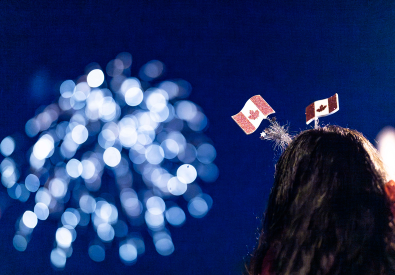 Person watching fireworks