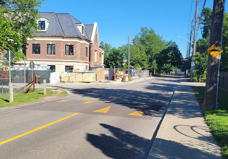 Speed humps are one of the traffic calming measures implemented in the Town of Oakville to help reduce traffic speed and volume.