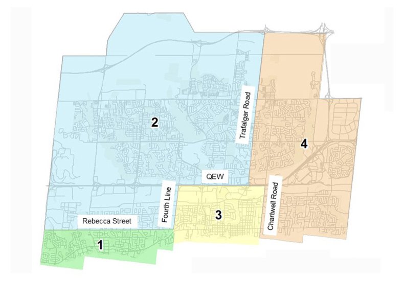 Oakville Hydro Line Clearing Zones Map