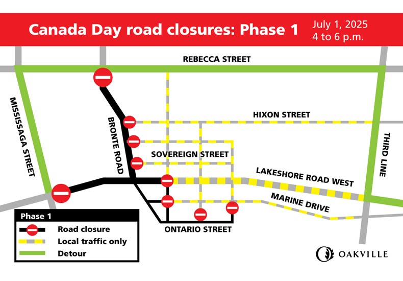 Canada Day road closure map phase 1