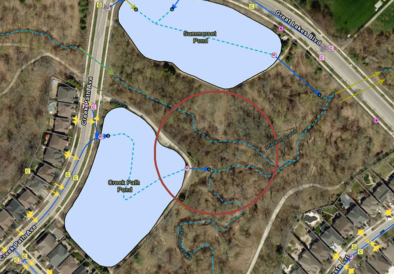 Map of where the rehabilitation work is taking place for the Sheldon Creek Erosion Mitigation project.