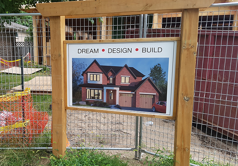 Temporary development ground sign Example of a temporary development ground sign.
