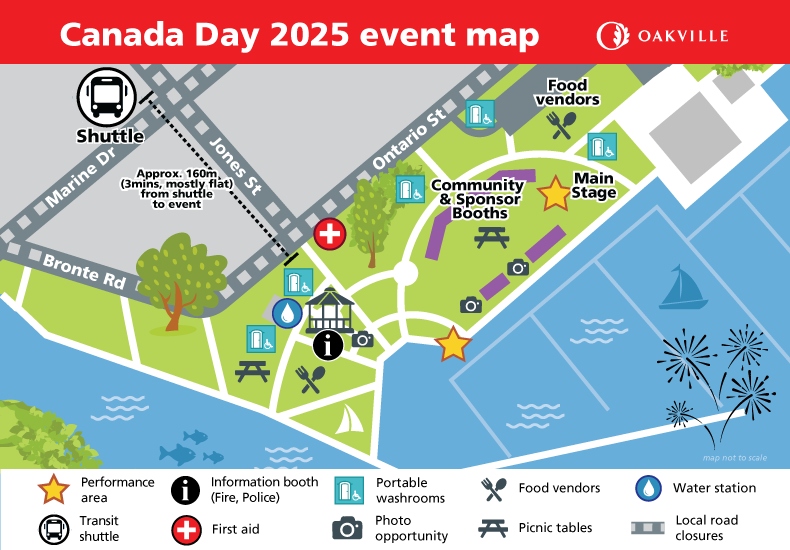 Canada Day celebrations site map.