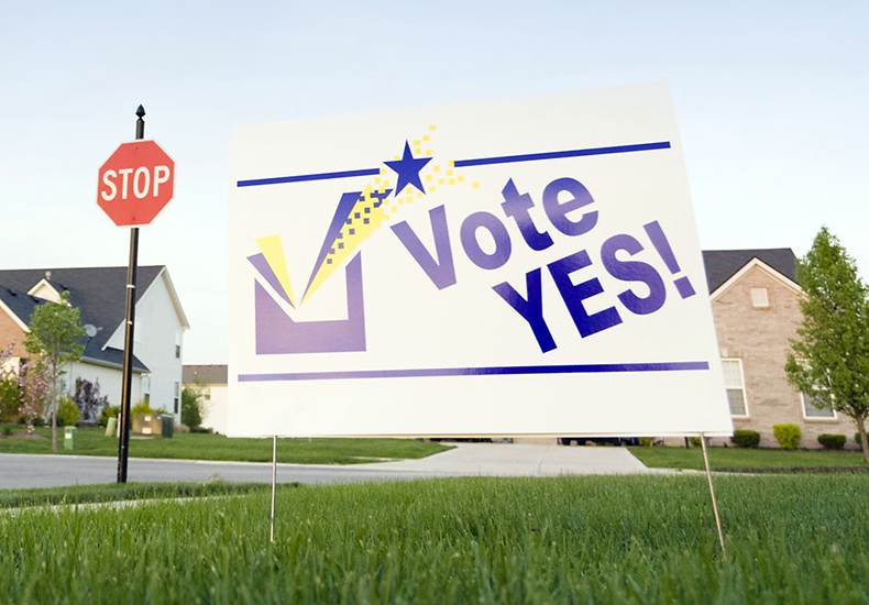 Permanent election sign Example of a permanent election sign.