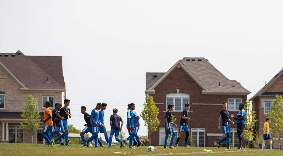 Soccer game in a residential community